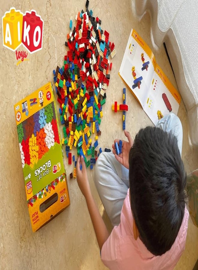 AIKO | 500 Piece Box of Blocks | Building Block Set for Kids 4+ | Multi-Color Construction Toy with Idea Booklet | STEM Learning Gift for Boys & Girls - Image 3